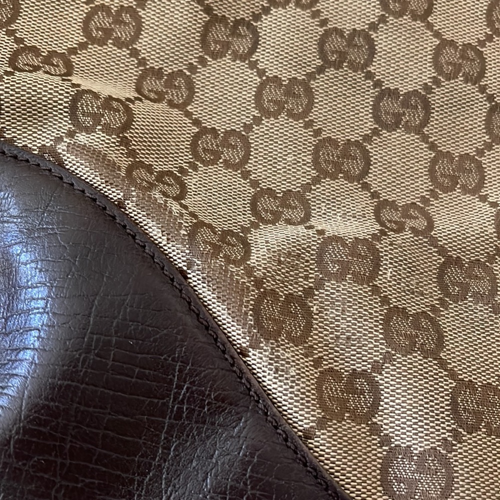 Gucci Brown GG Canvas Shoulder Bag with Red & Green Web and Gold Hardware - Picture 9 of 16